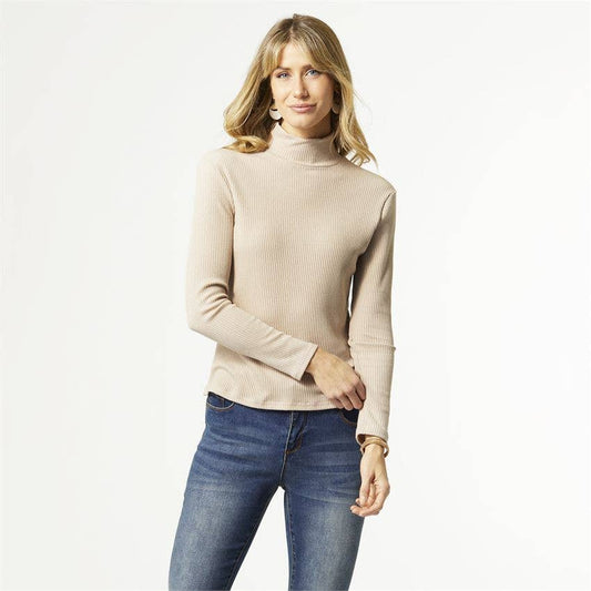 Hazel Long Sleeve Ribbed Mock Neck Top