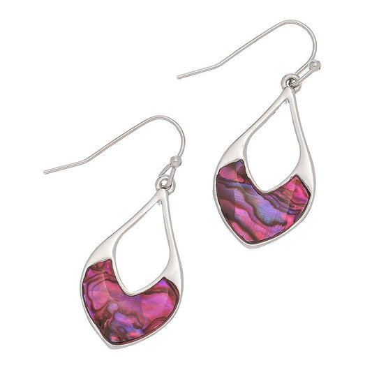 Abalone Pink Open Geo Earrings